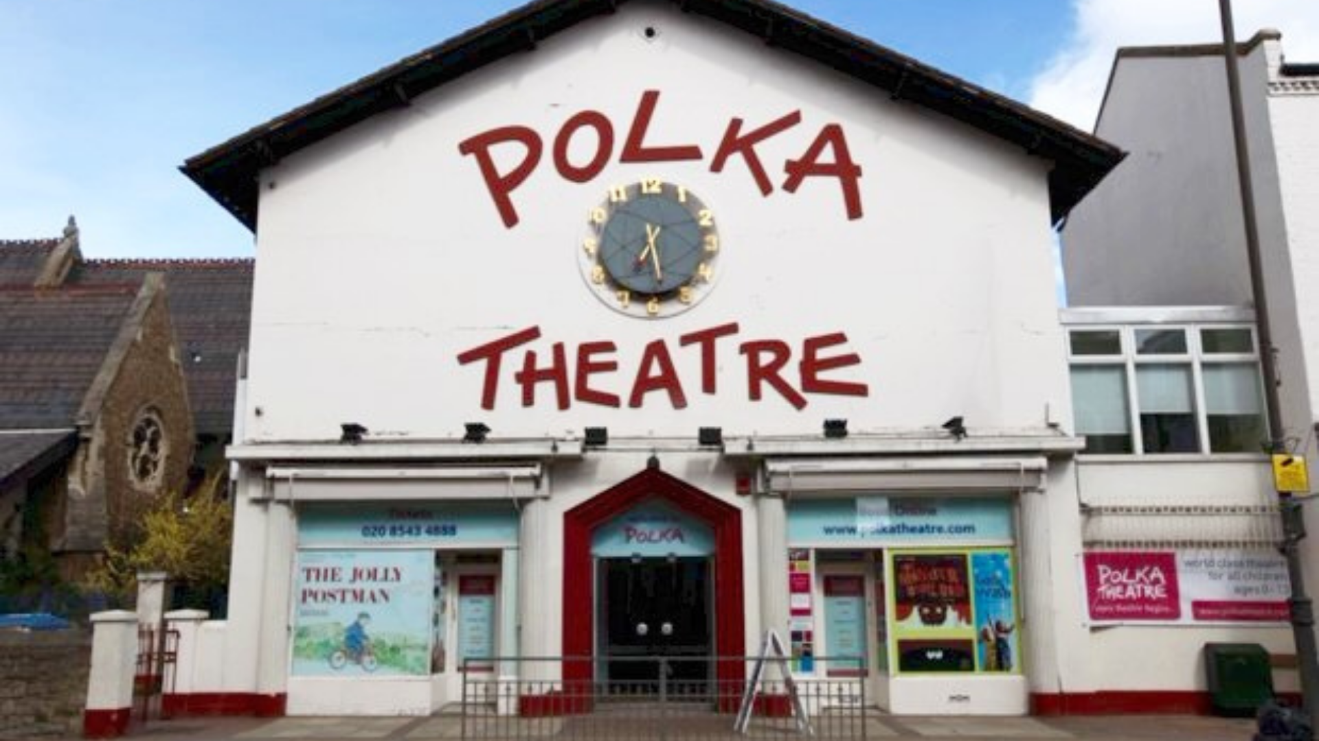 An outside shot of the Polka theatre.